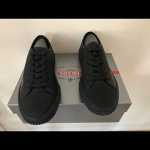 Prada black leather sneakers new in box